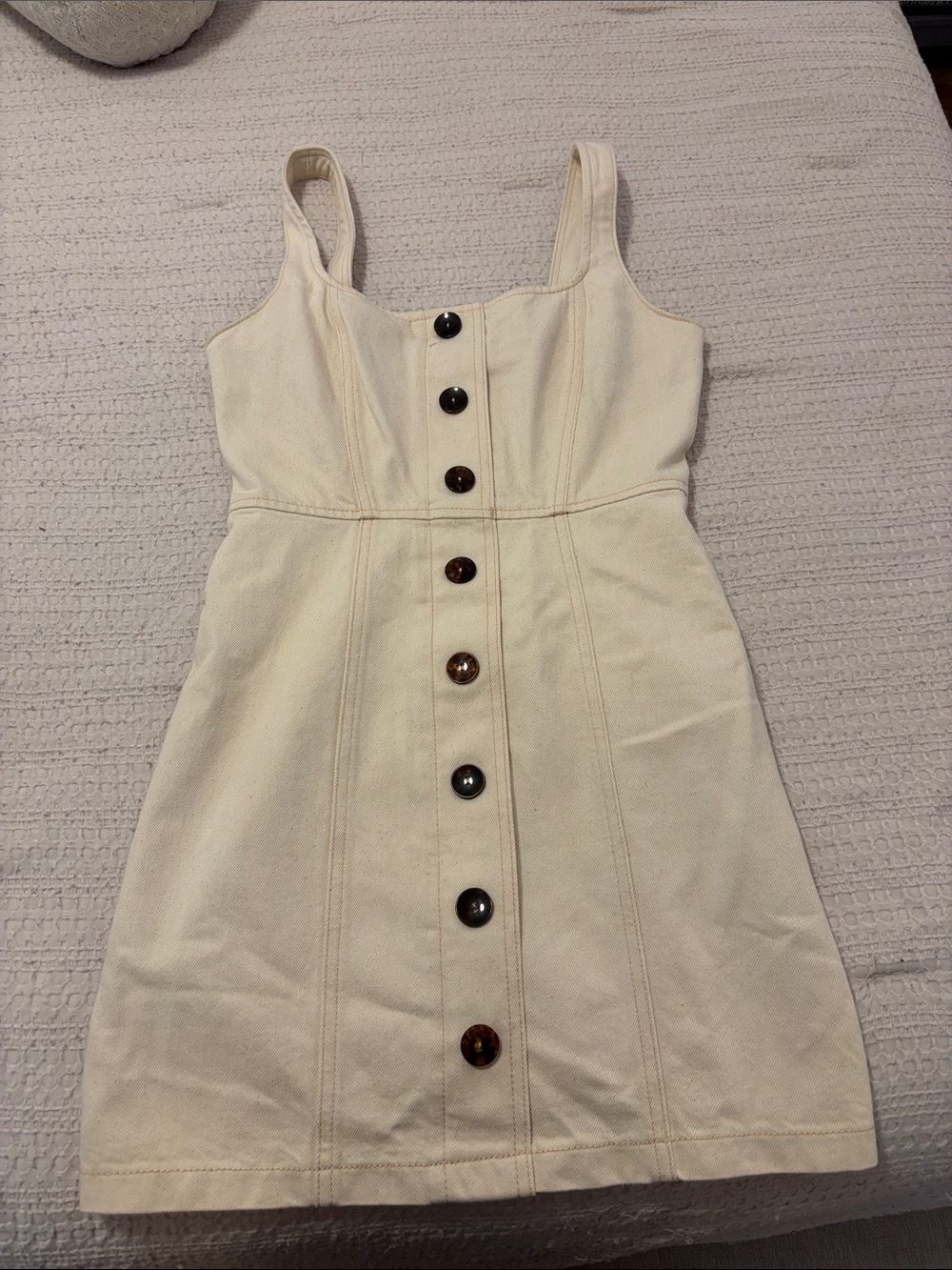 ASOS Cream Button-Front Mini Dress